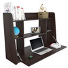 Inval Floating Wall Mounted Desk 43.3 in. W Rectangular Espresso with 6-Shelves ES-14903